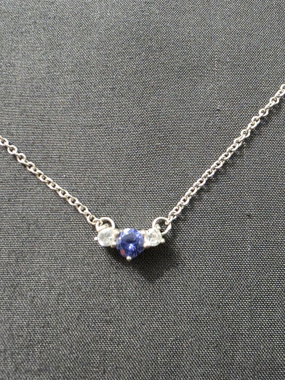 Estate Silver Tone -Blue/Center Stone Pendant Necklace - Item 497